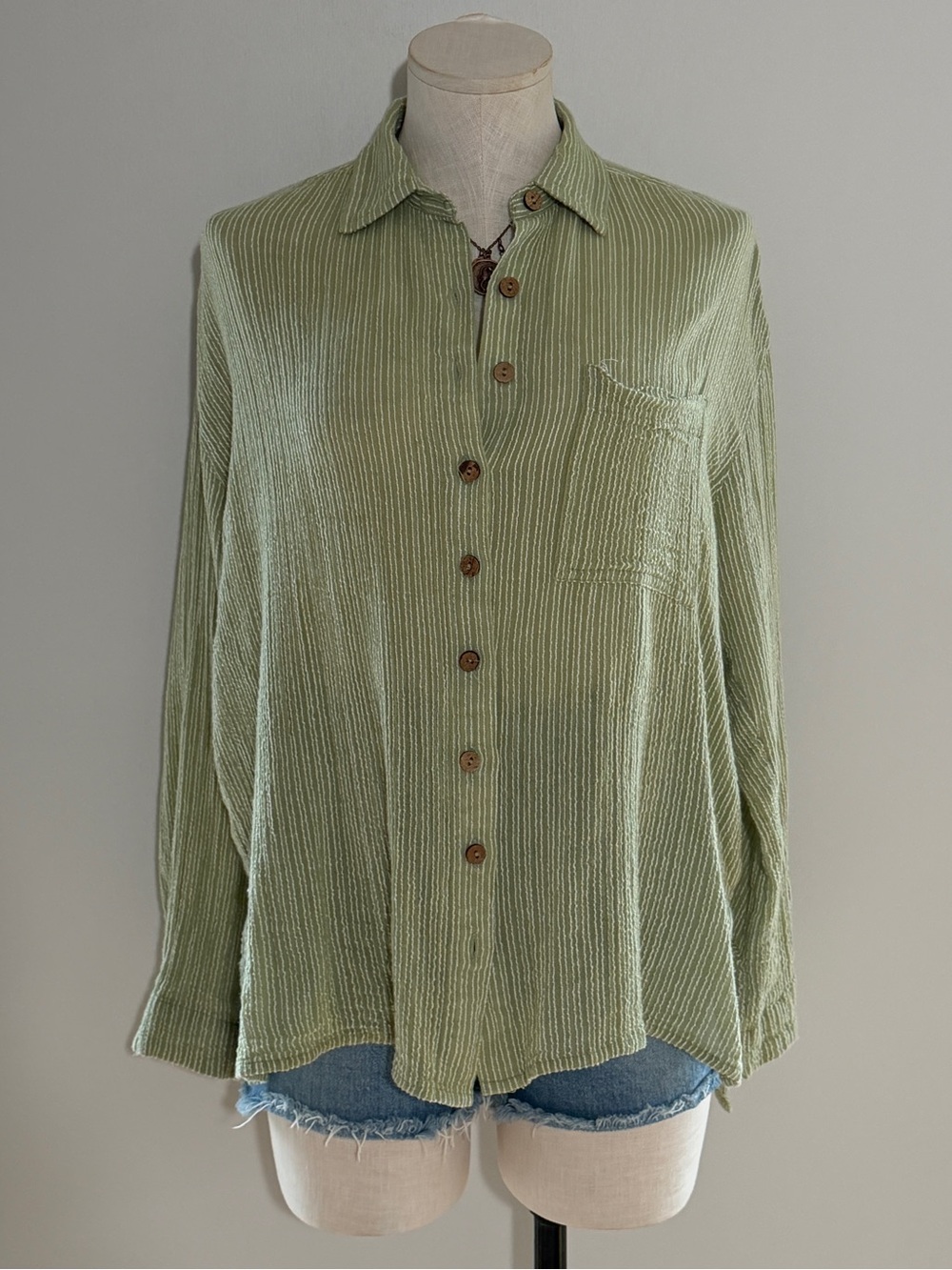 Billabong In The Tide Road Trippin Shirt Small Avocado Green Stripe